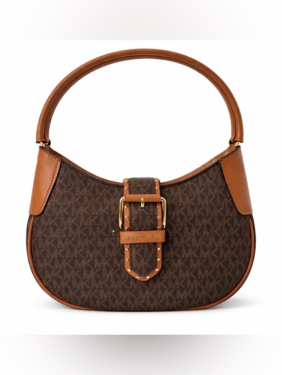 Michael Kors Handbags - Michael Kors Brown Monogram Buckle Shoulder Bag